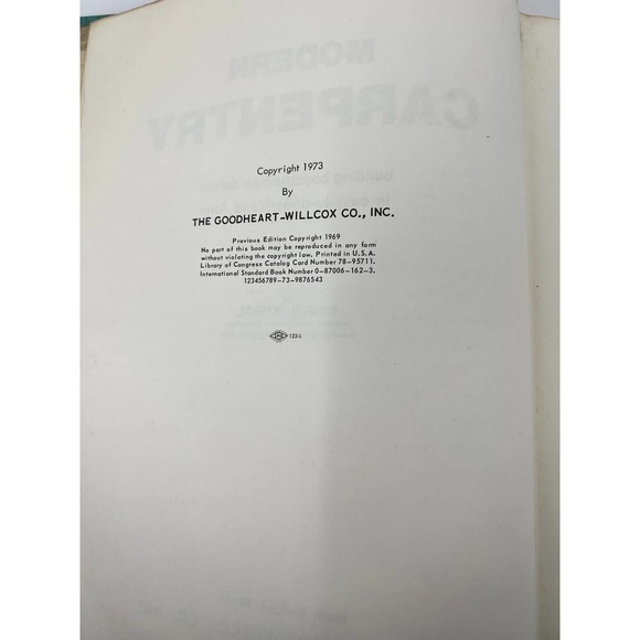 Modern Carpentry Book by Willis H. Wagner 1973 Vintage Hard Cover Education - Picture 4 of 12